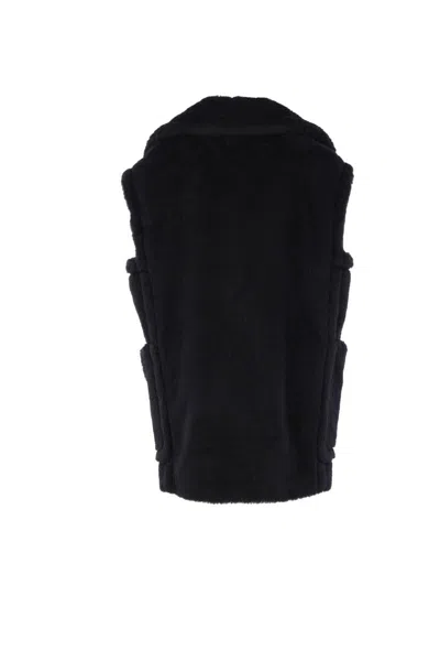 Max Mara Sleeveless Teddy Jacket In Alpaca And Wool In Black
