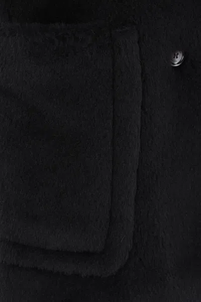 Max Mara Sleeveless Teddy Jacket In Alpaca And Wool In Black