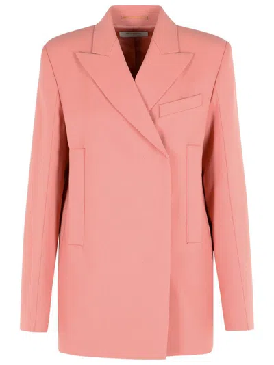 Sportmax Tailored Virgin Wool Blazer Pockets In Pink
