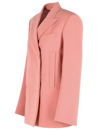 Sportmax Tailored Virgin Wool Blazer Pockets In Pink