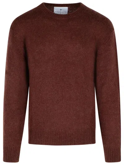 Seven Gauge Brown Alpaca Blend Sweater In Burgundy