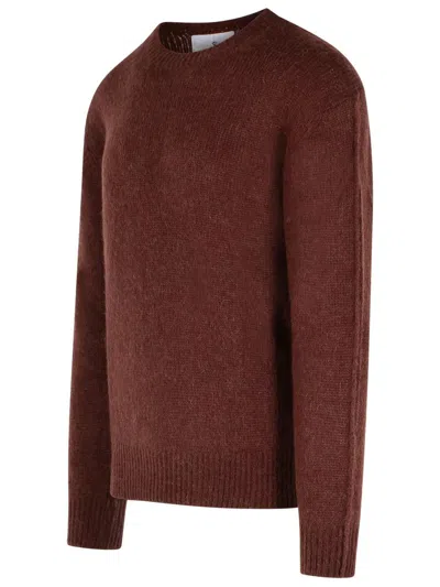 Seven Gauge Brown Alpaca Blend Sweater In Burgundy