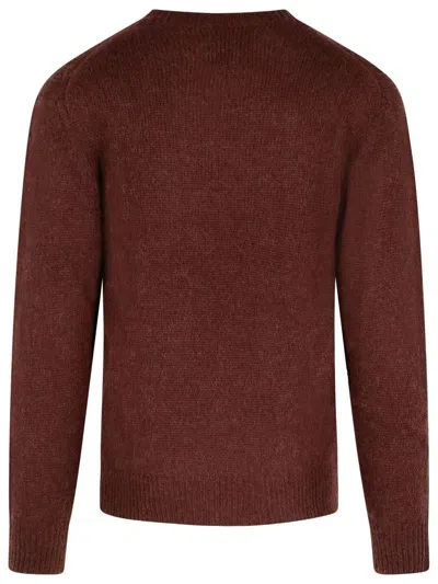 Seven Gauge Brown Alpaca Blend Sweater In Burgundy