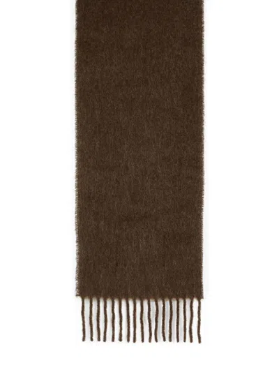 Marni Soft Alpaca Blend Scarf With Fringed Edges In Brown