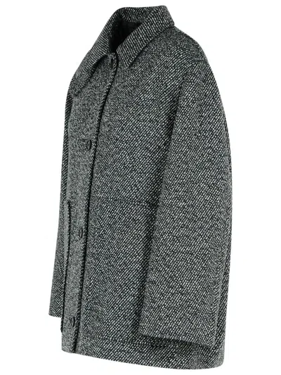 Closed Melange Grey Wool Blend Coat In Gray