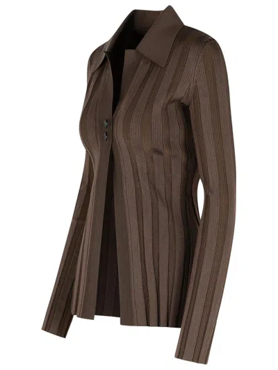 Sportmax Striped Viscose Cardigan Long Sleeves In Brown