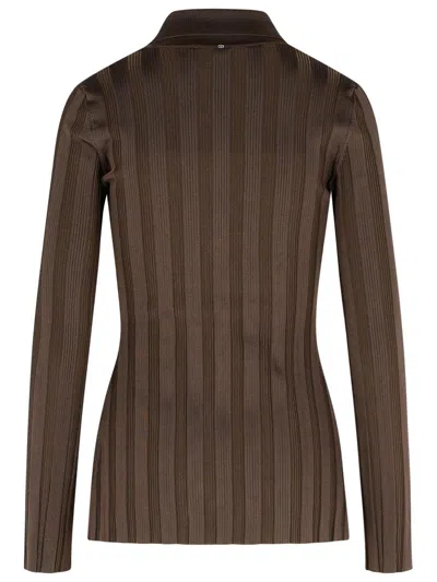 Sportmax Striped Viscose Cardigan Long Sleeves In Brown