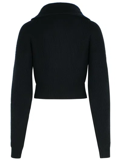 Sportmax Cropped Cashmere Blend Cardigan With High Collar In Black