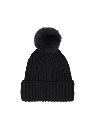 Bogner Pompom Ribbed Hat In Black