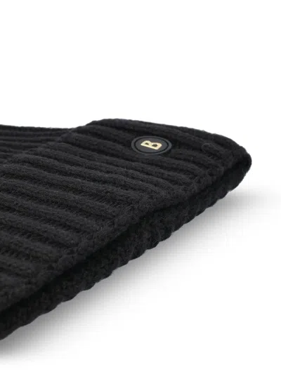 Bogner Pompom Ribbed Hat In Black