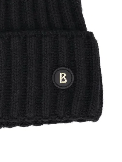 Bogner Pompom Ribbed Hat In Black