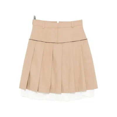 Gimaguas Layered Pleated Mini Skirt In Neutral