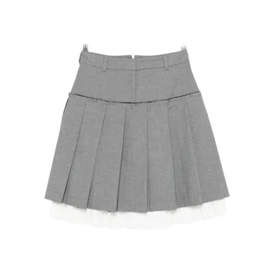 Gimaguas Layered Pleated Mini Skirt In Gray