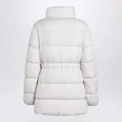 Moncler Long Quilted Down Jacket With High Collar In White