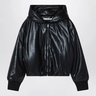 Acne Studios Hooded Faux Leather Jacket A90654le R In Black