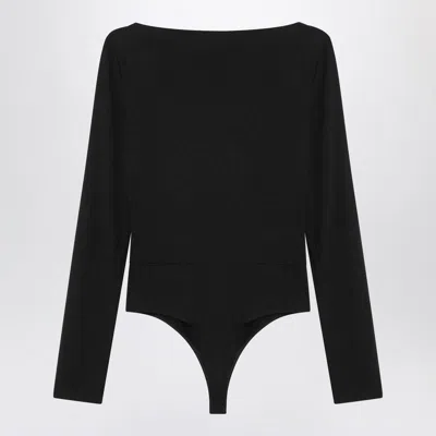 Max Mara Crossover Bodysuit In Stretch Jersey In Black