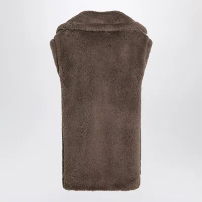 Max Mara Sleeveless Teddy Jacket In Alpaca And Wool In Brown