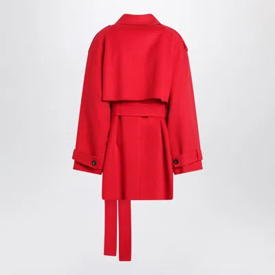 Sportmax Belted Trench Coat Featuring Wide Lapels In Red