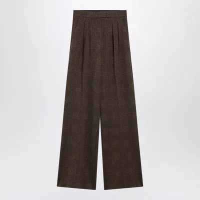 Max Mara Brown Prince Of Wales Trousers In Brown