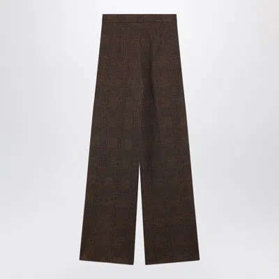 Max Mara Brown Prince Of Wales Trousers In Brown