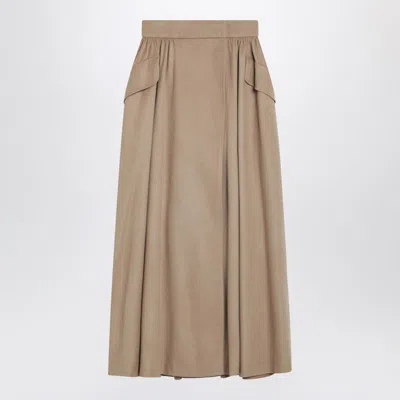 Max Mara Beige Midi Skirt In Camel Drap In Brown