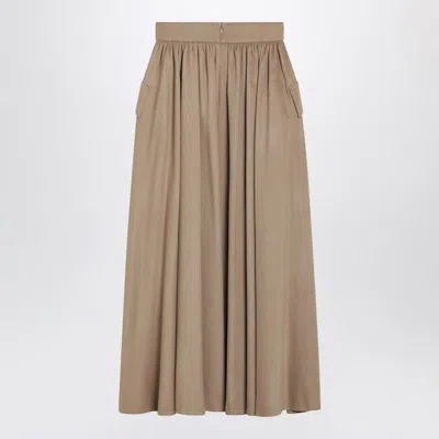 Max Mara Beige Midi Skirt In Camel Drap In Brown