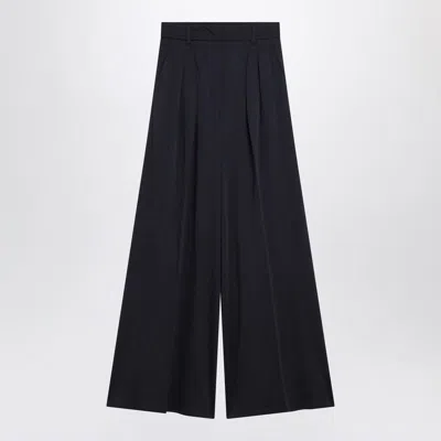 Max Mara Navy Wool Jersey Trousers In Black