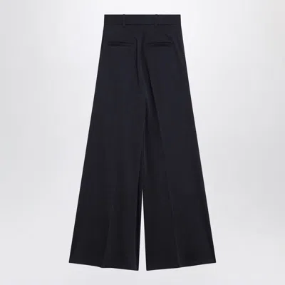 Max Mara Navy Wool Jersey Trousers In Black