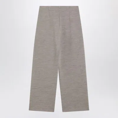 Max Mara Beige Wool-cotton Blend Trousers In Gray