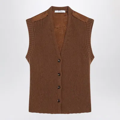 Max Mara Wool-cashmere Gilet In Brown