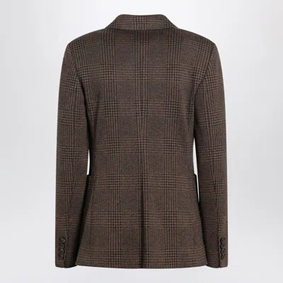 Max Mara Brown Prince Of Wales Double-breasted Jacket In Multi