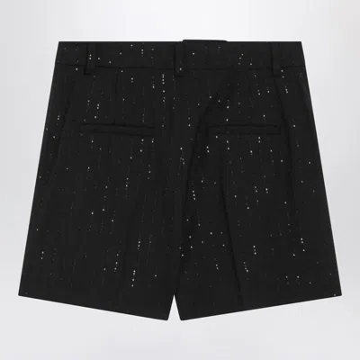Max Mara Shorts With Pinstripe-effect Micro Sequins In Black