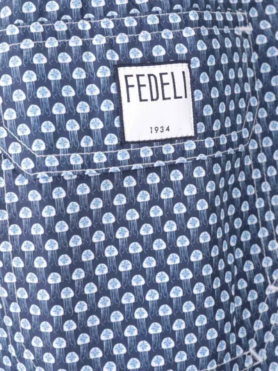 Fedeli Jellyfish Print Swimsuit In Blue
