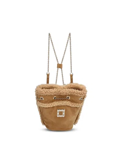 Roger Vivier Tres Vivier Backpack With Buckle And Chain Strap In Multi