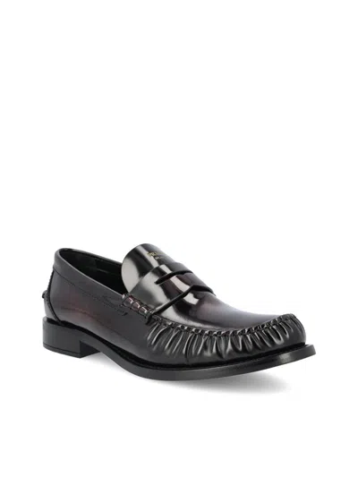 Prada Black Leather Loafers In Black