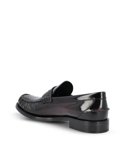 Prada Black Leather Loafers In Black