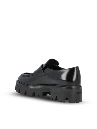 Prada Leather Monolith Loafers In Black
