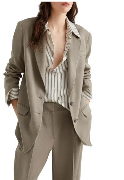 Marella Elegia Two-button Twill Blazer In Green