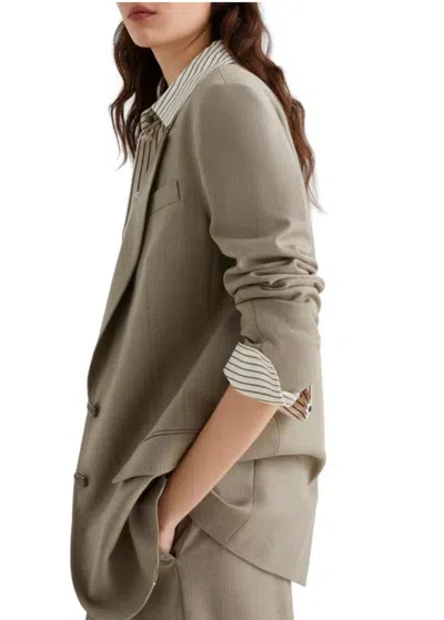 Marella Elegia Two-button Twill Blazer In Green