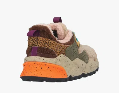 Flower Mountain Textured Shearling And Suede Sneakers In Multi