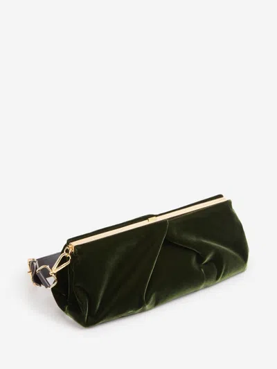 Dries Van Noten Velvety Viscose Clutch Bag In Brown