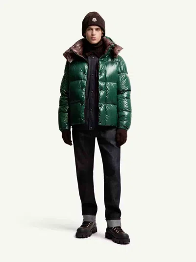 Moncler Parana Glossy Hooded Short Down Jacket Clothing In Green