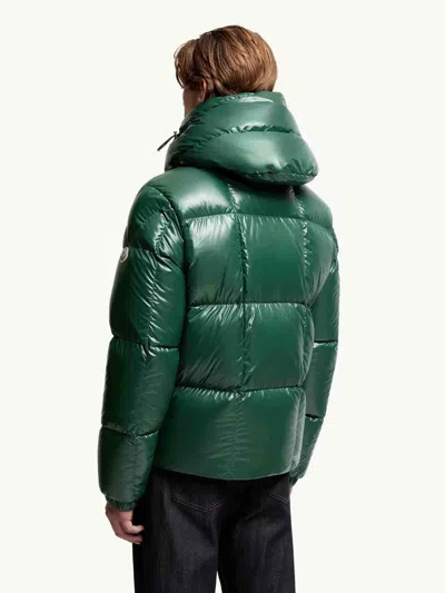 Moncler Parana Glossy Hooded Short Down Jacket Clothing In Green