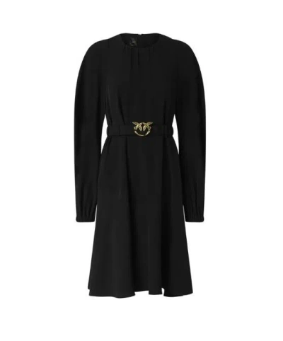 Pinko Love Birds Belted Midi Dress In Multi