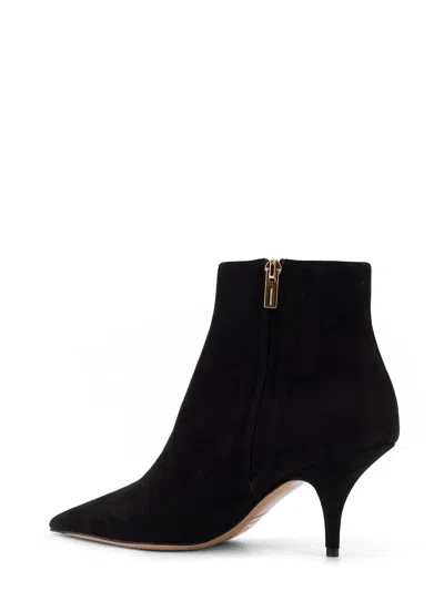 Ferragamo Agia 70 Cut-out Suede Ankle Boots In Black