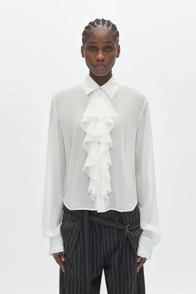 Ann Demeulemeester Nare Slim Fit Ruffle Shirt In Multi