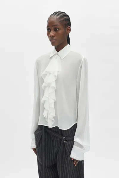 Ann Demeulemeester Nare Slim Fit Ruffle Shirt In Multi