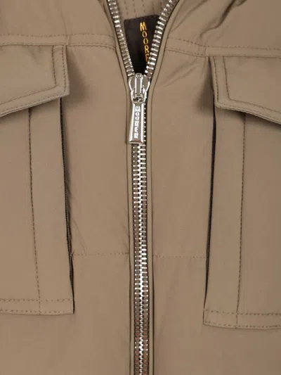 Moorer Pockets Hooded Quilted Ribbed Cuffs In Animal Print