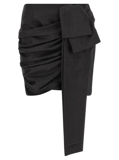 Pinko Asymmetric Hem Skirt Bow Detail In Black