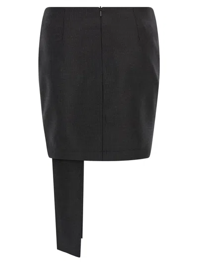 Pinko Asymmetric Hem Skirt Bow Detail In Black